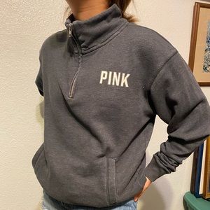 ✨grey PINK quarter zip